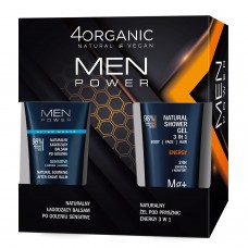 4ORGANIC Men Power zestaw łagodzący balsam po goleniu Sensitive 150ml i żel pod prysznic Energy 250ml