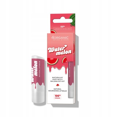4ORGANIC naturalny ochronny balsam do ust Watermelon Arbuz 5g 4ORGANIC naturalny ochronny balsam do ust Watermelon Arbuz 5g