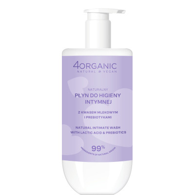 4ORGANIC Naturalny płyn do higieny intymnej z kwasem mlekowym i prebiotykami 300ml