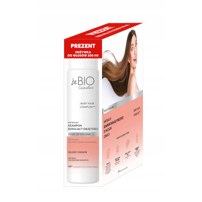 beBIO ZESTAW baby hair complex szampon cienkich dodający objętości + Odżywka suche gratis