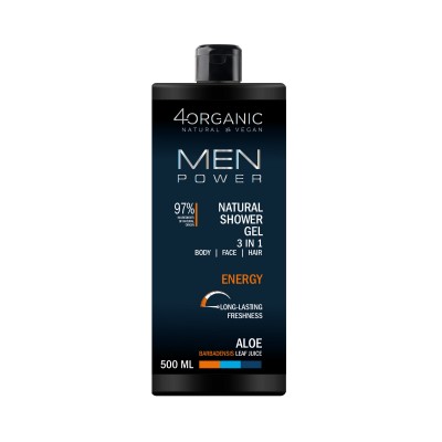 4ORGANIC men power Energy naturalny żel pod prysznic 3w1 500ml 4ORGANIC men power Energy naturalny żel pod prysznic 3w1 500ml